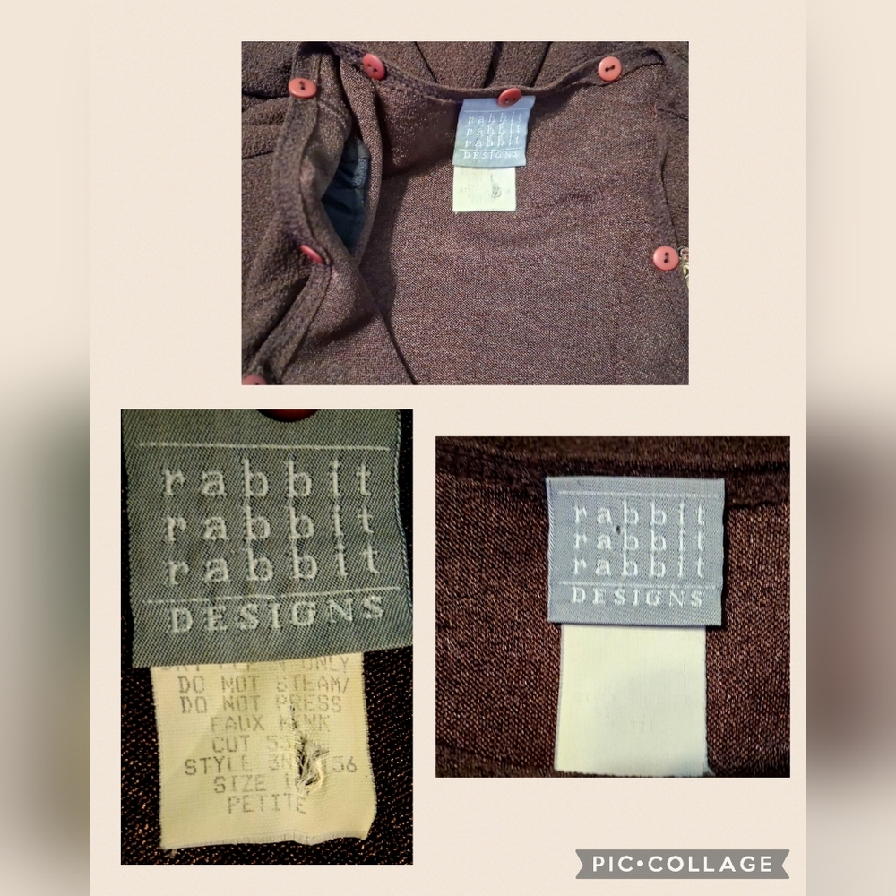 Vintage Like New! Rabbit Rabbit Rabbit Chocolate Brown Matching Dress & Cardigan - Picture 10 of 11